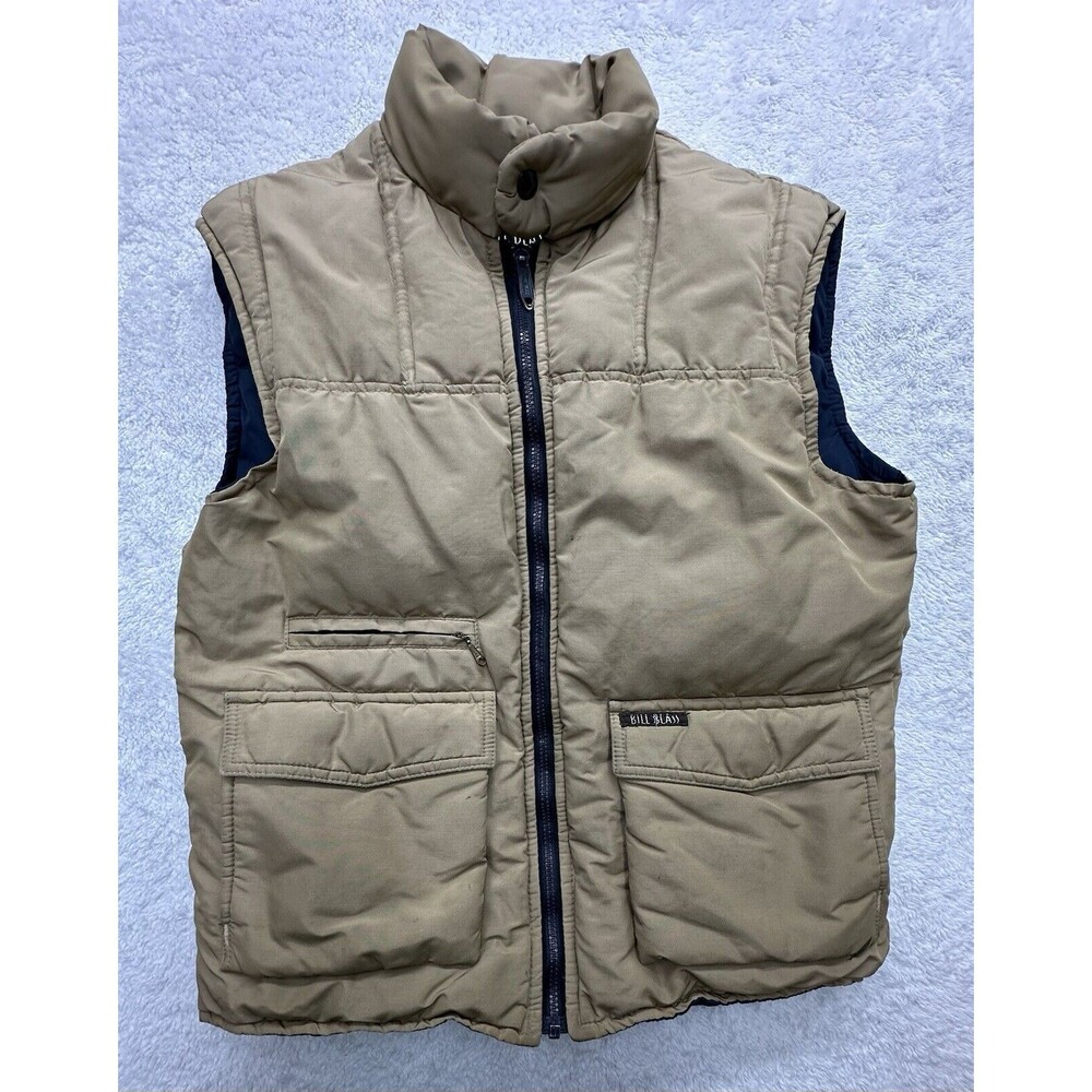 Bill Blass Mens Medium Down Fill Full Zip Puffer Vest Jacket VTG 70s  *Stains*